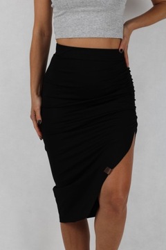 L RIBBLED TUBE ЧЕРНАЯ асимметричная юбка