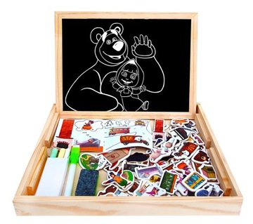 МАГНИТНАЯ РАЗВИВАЮЩАЯ ДЕРЕВЯННАЯ МНОГОФУНКЦИОНАЛЬНАЯ ДОСКА МАША И МЕДВЕДЬ