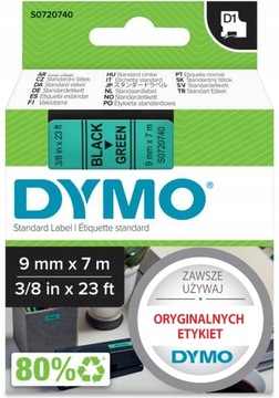 DYMO Taśma D1 40919 oryginalna 9mm czarny/zielony