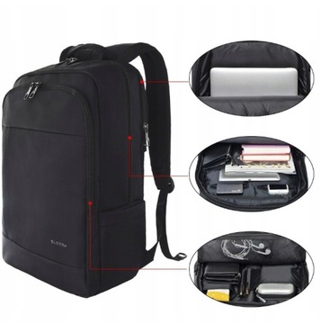 ЧЕРНЫЙ ВМЕСТИТЕЛЬНЫЙ ГОРОДСКОЙ РЮКЗАК ДЛЯ НОУТБУКА 15,6 ДЮЙМОВ