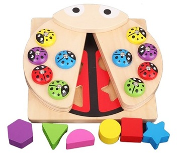 DREWNIANA UKŁADANKA SORTER KLOCKI MONTESSORI