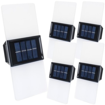 5x Kinkiet Solarny Lampka Solarna AKRYL LED Zewnętrzna Czujnik Zmierzchu