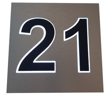 Podświetlany numer domu LED , czujnik zmierzchu 3D 30x30cm