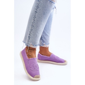 Fioletowe Tkanina Buty Damskie Espadryle r.37