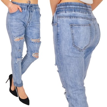 #DAMSKIE SPODNIE JEANS w GUMKĘ WIĄZANE Plus Size 3
