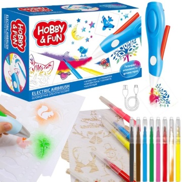 AIRBRUSH DŁUGOPIS DO MALOWANIA sprayem ZESTAW+gratis DODATKOWE WKŁADY 12szt