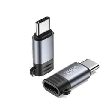 Переходник XO Lightning на USB-C 2A, черный и матово-серебристый