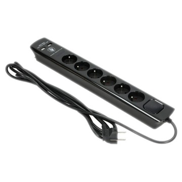 PRZEDŁUŻACZ LISTWA ZASILAJĄCA 6 GNIAZD 2x USB 3m