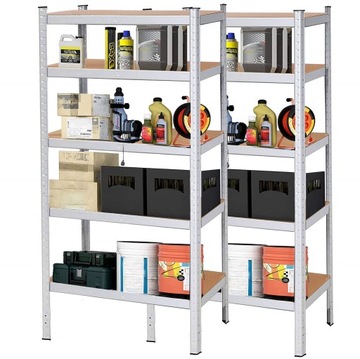 2xREGAŁ MAGAZYNOWY 180x100x60cm metalowy GARAŻOWY wciskany Z PÓŁKAMI 1000kg