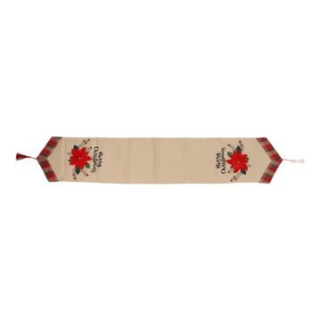 Bieżnik na stół Dekoracja świąteczna Lniana tkanina w kratę Kwiatowy obrus