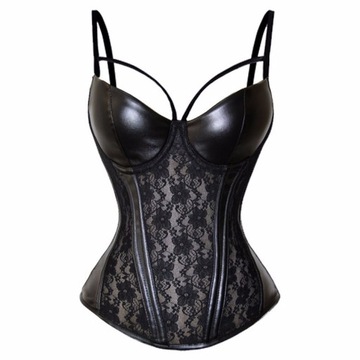 Sexy Women Leather Gothic Bustier Steampunk