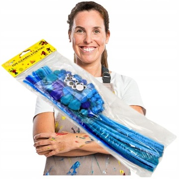 КРЕАТИВНЫЙ НАБОР Проволока Люверсы Помпоны СИНИЙ