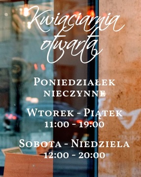 naklejka Godziny otwarcia Kwiaciarnia 38x53cm