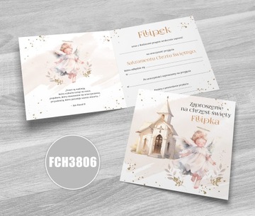 Приглашения на крещение с именным конвертом.