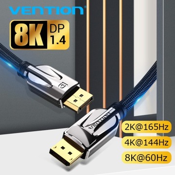 VENTION DisplayPort DP 1.4 8K 32,4 Гбит/с, оплетка, 1 м
