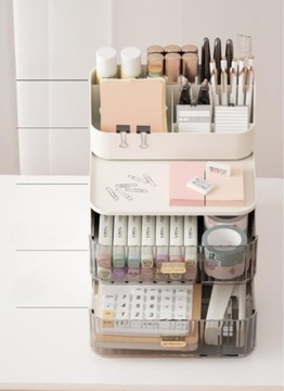 КОРОБКА-ОРГАНИЗАТОР ШКАФ ДЛЯ КОСМЕТИКИ ЩЕТКИ 2 ЯЩИКА КРЕМОВЫЙ ТЮРОМЫЙ СТОЛИК F33