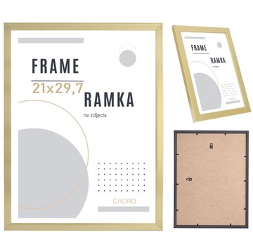 Фоторамка А4 21х30 см золотая для фотографий на дипломном плакате КАДРО