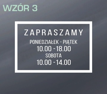 Naklejka godziny otwarcia 30x20cm różne kolory