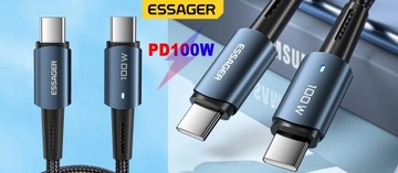 БЫСТРЫЙ ПРОЧНЫЙ КАБЕЛЬ USB-C PD 100 Вт 5А ДЛЯ HUAWEI XIAOMI SAMSUNG 2M