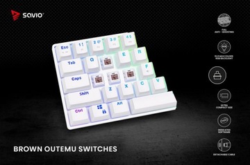 Механическая клавиатура SAVIO Whiteout BROWN