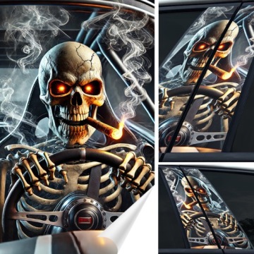 2x Samolepka na sloupek Sloupky dveří Auta Skull Lebka 50x30
