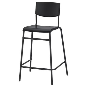 IKEA STIG STOŁEK BAROWY Z OPARCIEM CZARNY 63 CM