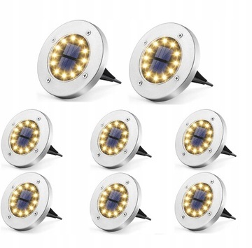 16szt Lampy solarne 12LED Ogrodowe Najazdowe Grunt