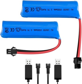 2x AKUMULATOR LITOWY 3,7 V 1500MAH KABEL ŁADUJĄCY