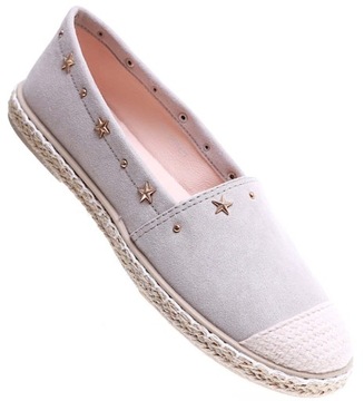 Lekkie damskie balerinki baleriny szare espadryle 15636 40