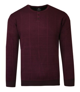 Bordowy Wełniany Sweter U-neck VIP STENDO 3XL