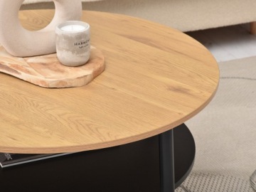 ДУБОВЫЙ СТОЛИК С ПОЛКОЙ ДЛЯ ГОСТИНОЙ 80х80 см RENNE XL