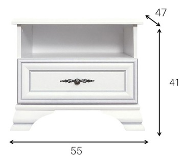 Белая прикроватная тумбочка с ящиком, прикроватная тумбочка, 55 см, WERSAL - Furnimasters