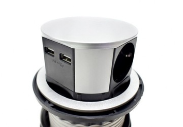 4-позиционная выдвижная настольная розетка с USB