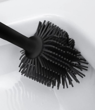 Ершик для унитаза силиконовый черный для ванной комнаты, антибактериальный.