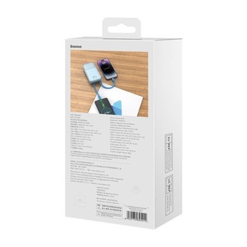 BASEUS POWERBANK 10000 мАч 22,5 Вт USB-A USB-C LIGHTNING ДЛЯ ТЕЛЕФОННОГО КАБЕЛЯ