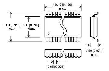 Адаптер SSOP20 (R=0,65 мм/Ш=250 мил)-PDIP20 ZIF