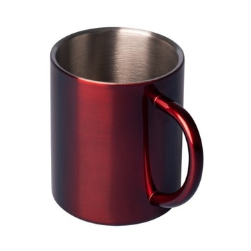 DWUŚCIENNY KUBEK STALOWY INOX MALOWANY TURYSTYCZNY STALWART 240ML CZERWONY