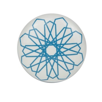 Gałka ceramiczna uchwyt do mebli niebieska rozeta