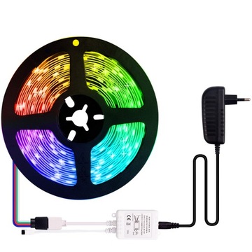 ЦВЕТНАЯ СВЕТОДИОДНАЯ ЛЕНТА 5050 RGB 5м + ПУЛЬТ