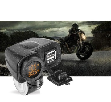 USB-ЗАРЯДНОЕ УСТРОЙСТВО С МОТОЦИКЛЬНЫМ ВОЛЬТМЕТРОМ И ТЕРМОМЕТРОМ
