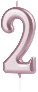 Świeczka Cyfra 2 Rose Gold Dekoracja na Tort 7,5 cm