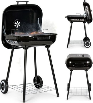 GRILL OGRODOWY WĘGLOWY DUŻY POKRYWA NA ZAWIASACH KOŁA