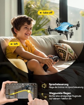 DEERC D20 синий мини-дрон для детей с камерой HD 720p, 2 аккумулятора