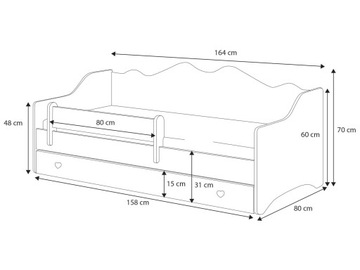 ЭММА детская кровать 160х80 с ящиком+матрас