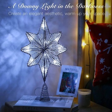 Czubek Gwiazda LED 42 cm srebrna, złota, szampańskie złoto