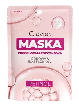 Maska do twarzy w płacie Clavier przeciwzmarszczkowa z retinolem