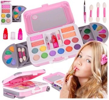 ZESTAW KUFEREK DO MALOWANIA MAKIJAŻU DLA DZIECI KOSMETYKI MAKEUP W WALIZCE
