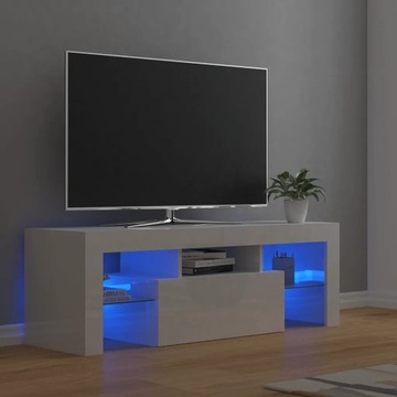 Шкаф под ТВ со светодиодной подсветкой, белый, глянцевый