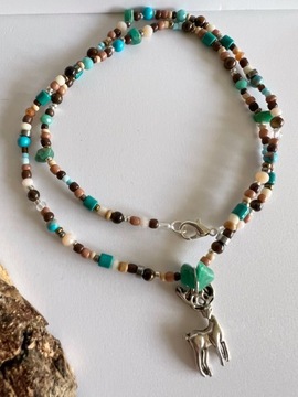 Naszyjnik Handmade Jeleń kamienie