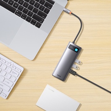 Baseus Hub USB-C 3.1, 3 порта USB 5 Гбит/с, USB-C, VGA, HDMI, кард-ридер